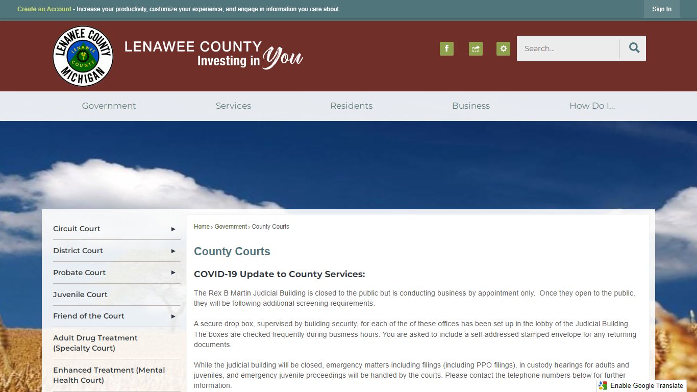 County Courts | Lenawee County, MI