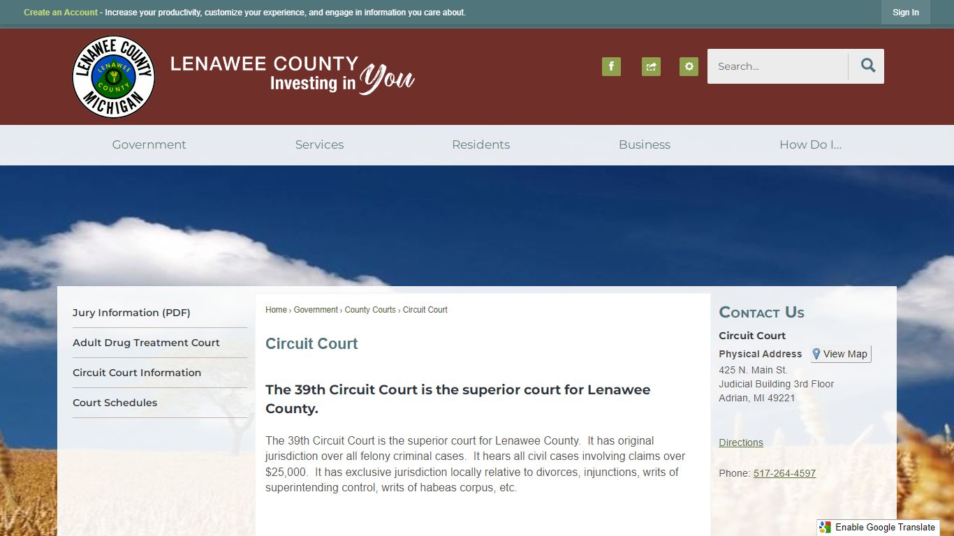 Circuit Court | Lenawee County, MI